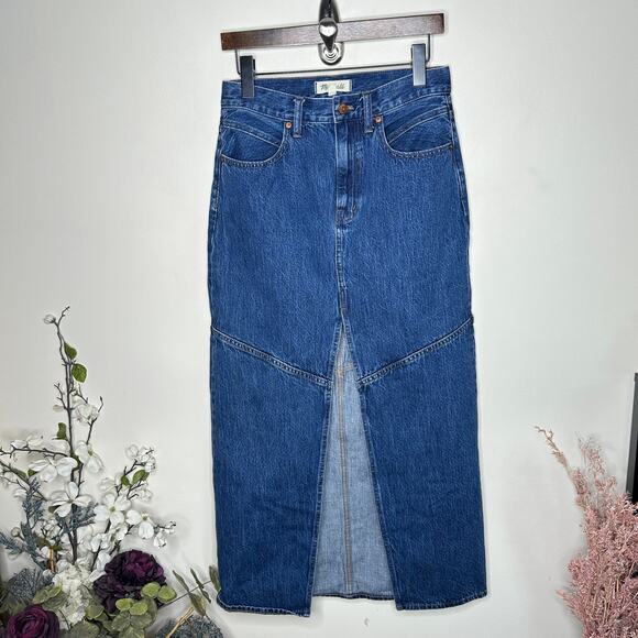 MADEWELL Denim Mid-Rise Maxi Skirt in Pineland Wash Sz 27 / 4 {T30} - Picture 2 of 6